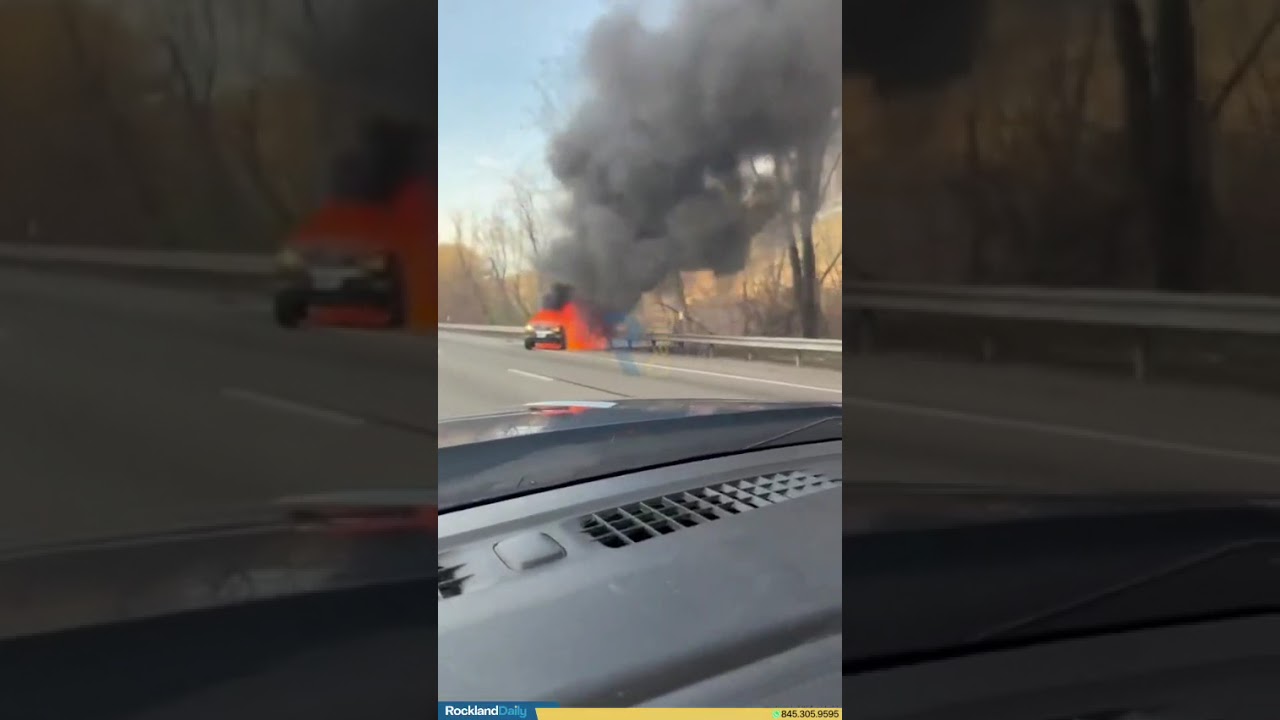 Vehicle burst into flames on the New York State Thruway southbound, between Monroe and Monsey