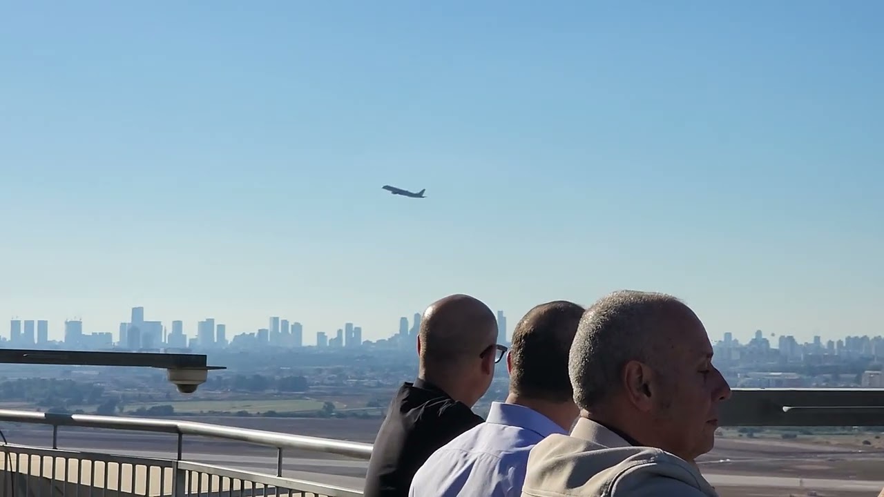 Watching flights takeoff from Ben Gurion Airport from ATC tower rooftop