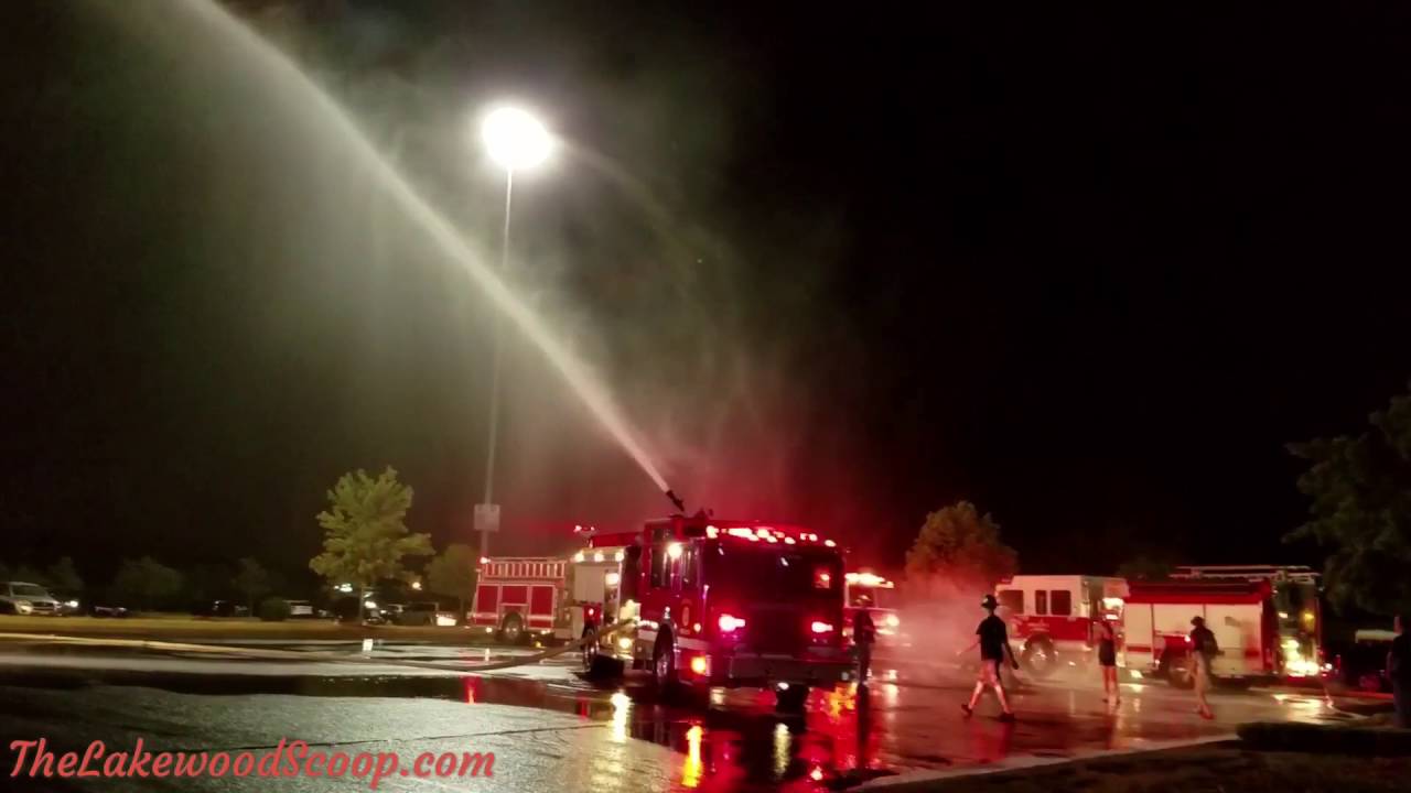 Lakewood firefighters having water fun