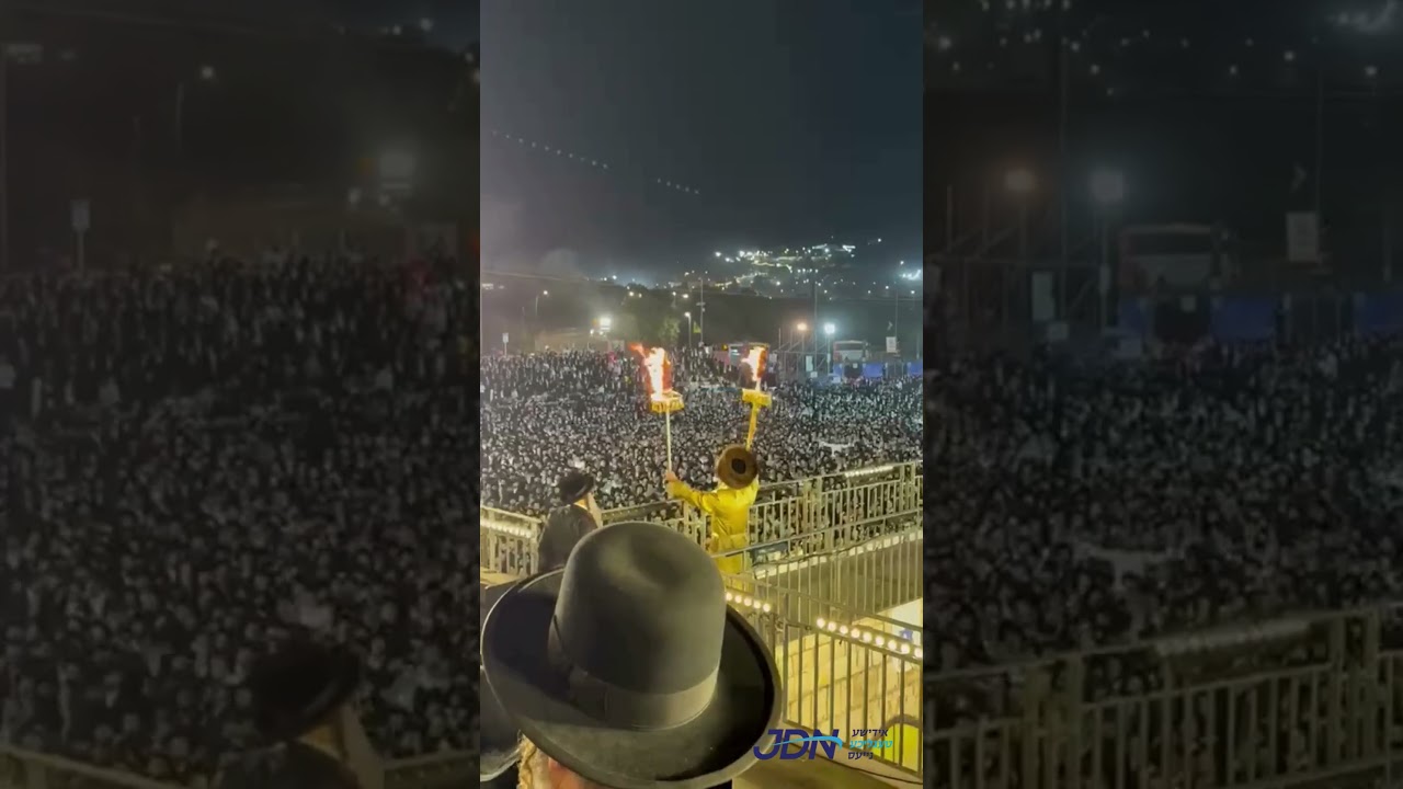 הגה"צ רבי אלימלך בידערמאן ביים הדלקה ל"ג בעומר אין מירון