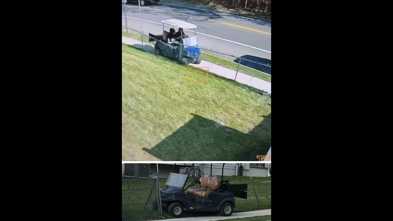 Suspects steal golf cart and crash it into fence in Lakewood