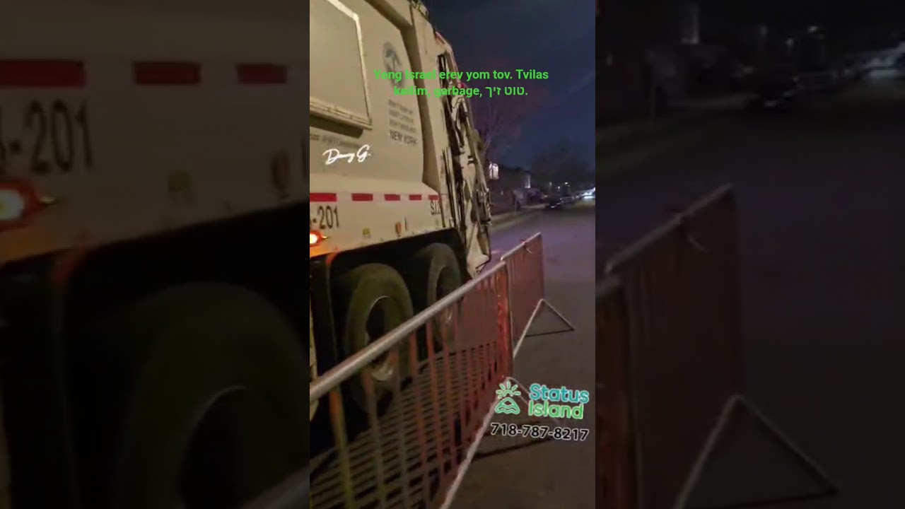 Young #israel erev yom tov. Tvilas keilim, #garbage #truck