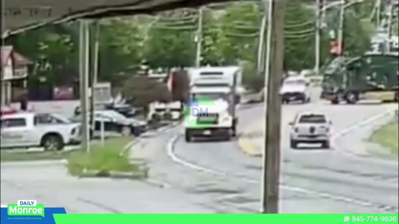 Garbage truck crashed into a vehicle, sending it into another car before it smashed into a building