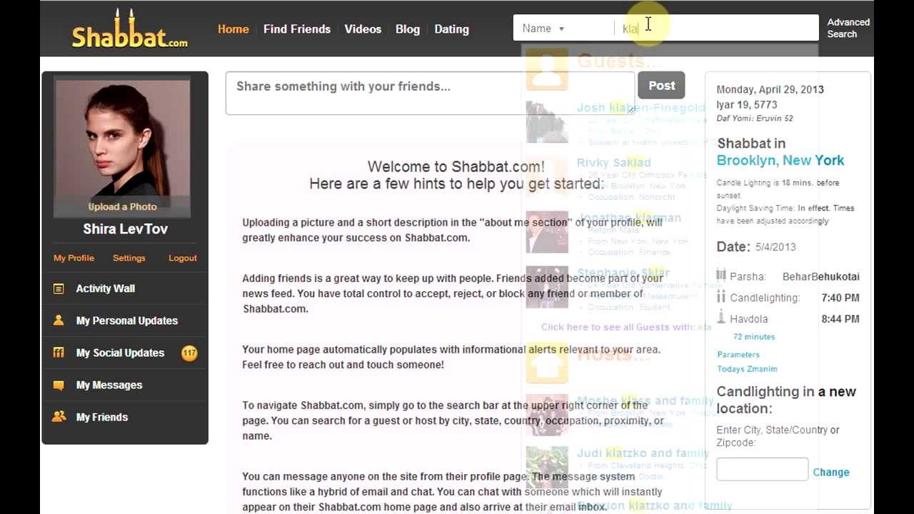 How to Search for a Host or Guest on Shabbat.com