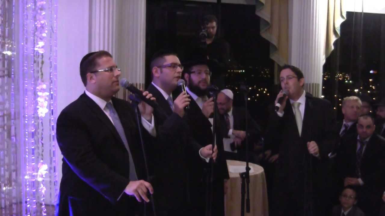 Shloime Dachs, Dovid Gabay, Shragee Gestetner and Yonatan Shlagbaum Sing and Walk Down at a Chupa