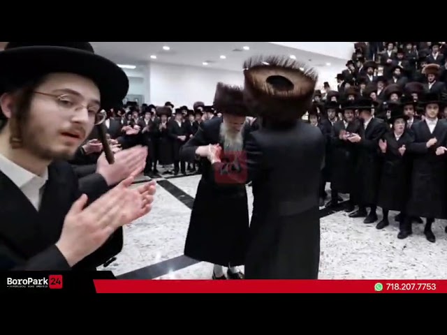 The wedding in Bobov-45 of the Choson and Kalah, both grandchildren of the Bobov-45 Rebbe