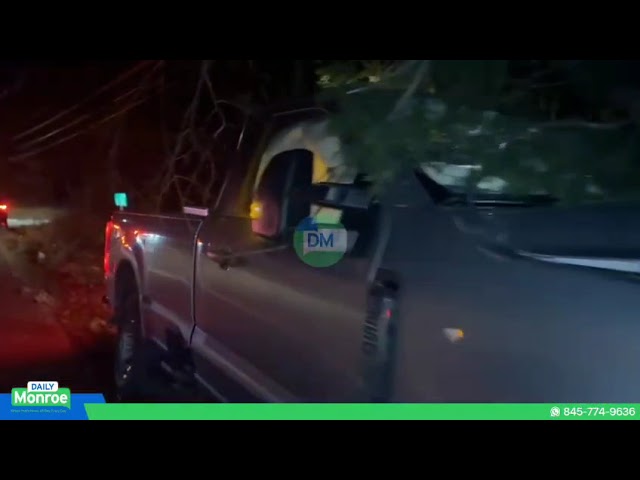 A pickup truck lost control & crashed into a pole on Rt 32 near Ridge Road, bringing down the pole