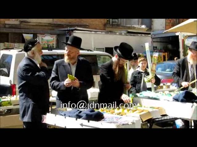 4 Minim and Sukkah Decorations Being Sold On Boro Park Streets Erev Sukkos 5774