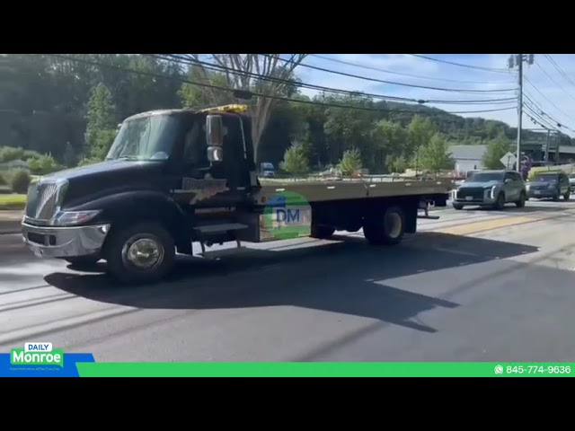 A car fell into a ditch on the side of Route 208