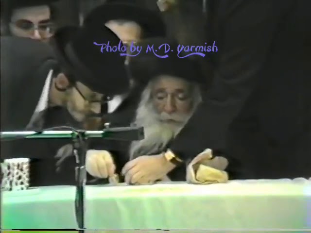 Klausenberger Rebbe spinning the Chanukah Dreidle - From the MD Yarmish Collection