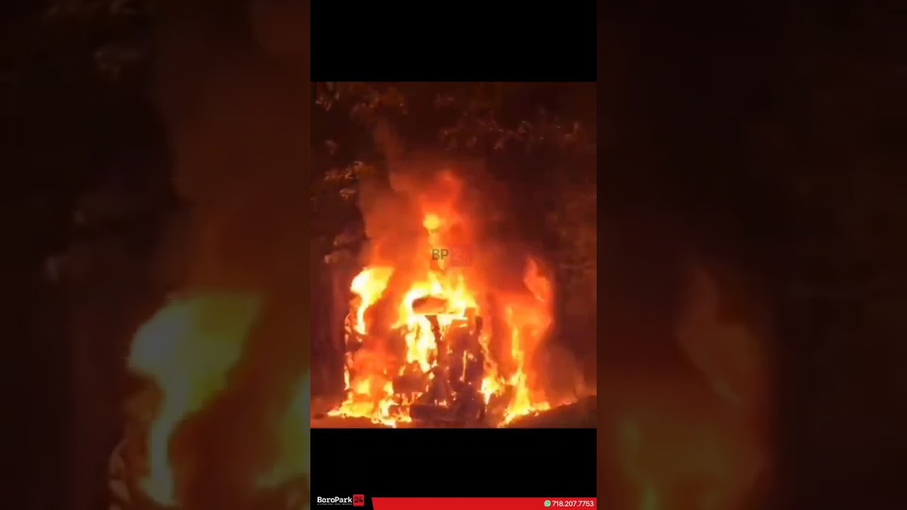 Hatzolah responded to the scene of a car that rolled over & exploded in flames in Ferndale