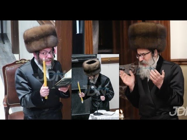 הדלקת נר חנוכה סקולען והפעם אצל כ"ק אדמו"ר מסקולען לייקווד שליט"א בבית מדרשו בלייקווד