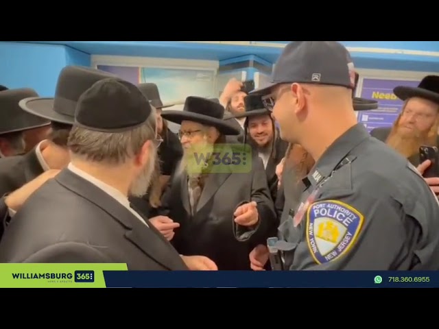 Heimishe Policeman Greets Satmar Rebbe In The Airport