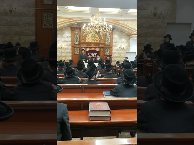 כ״ק אדמו״ר מסאדיגורא לאנדאן שליט״א ליל שישי מיט בחורי ישיבה קטנה בעלזא לאנדאן