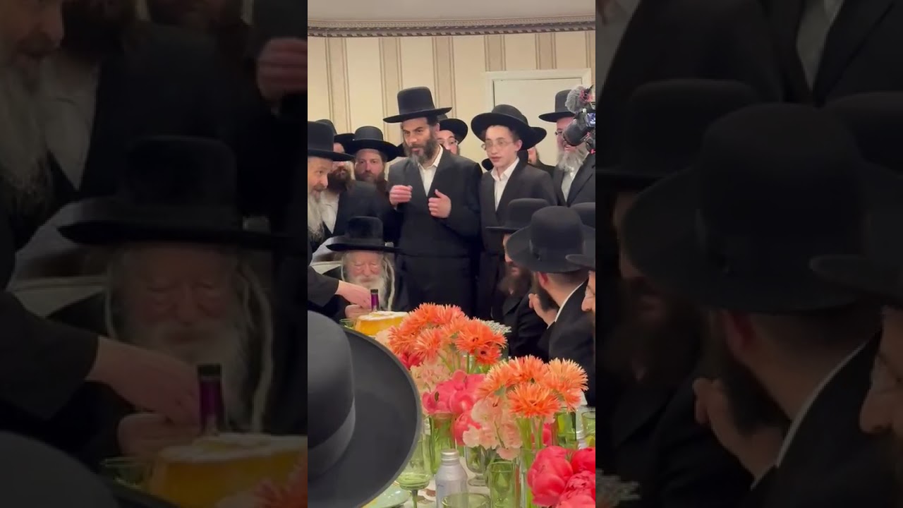 Gerer Rebbe Blessing his young followers in BP - Sivan 5785