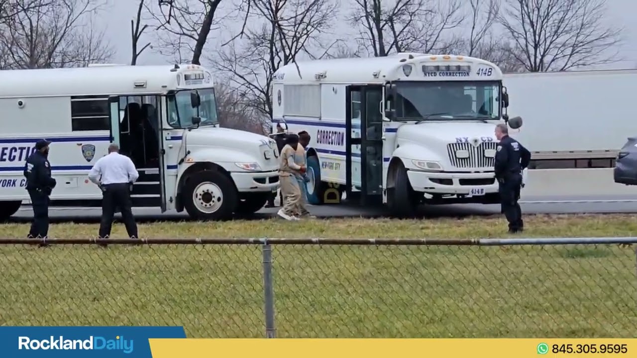 An NYPD Corrections transport bus broken down by exit 14b, NYPD Corrections units came for back up.