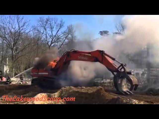 Excavator goes up in flames in Lakewood