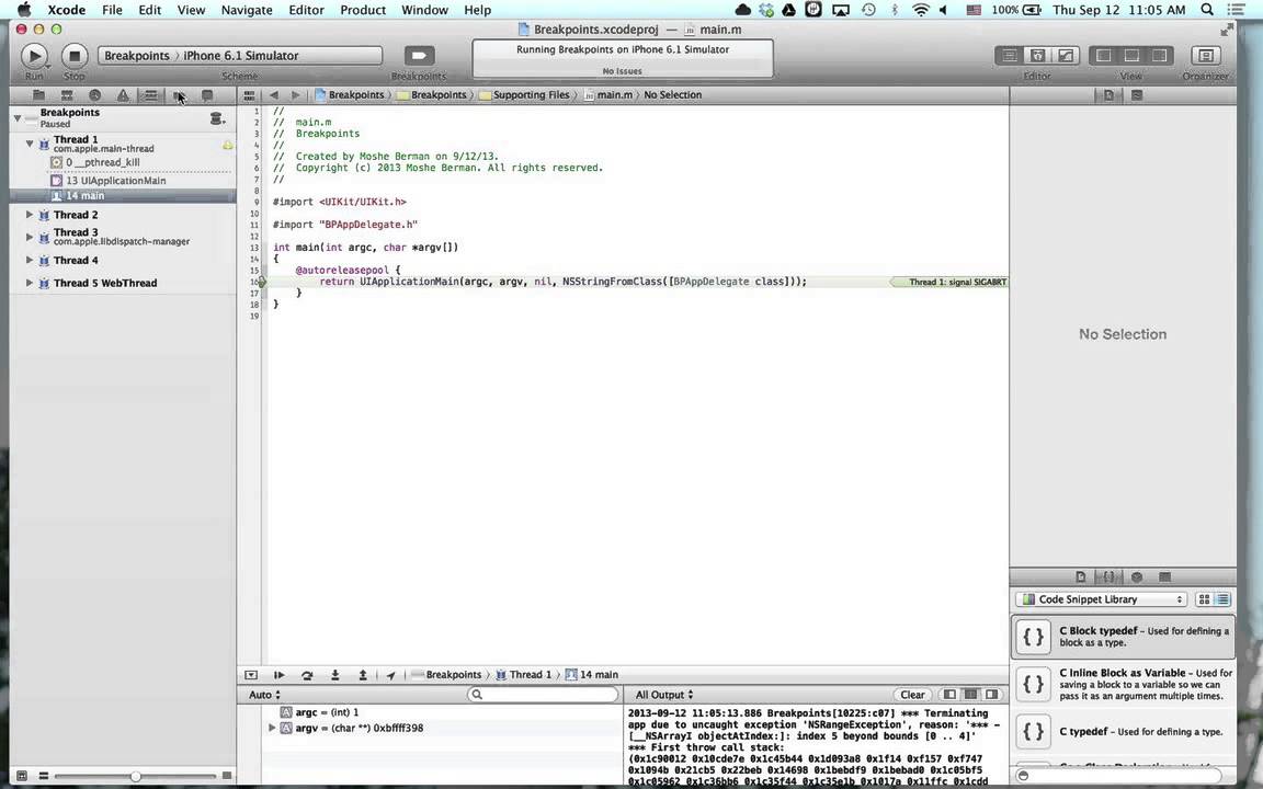 Xcode Breakpoints