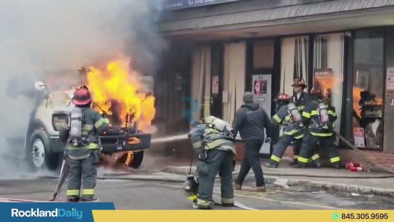 Poland Spring Delivery Truck is Engulfed in Flames in Front of 7-11