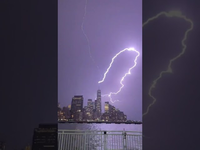 Lightning strikes One World Trade Center in NewYork