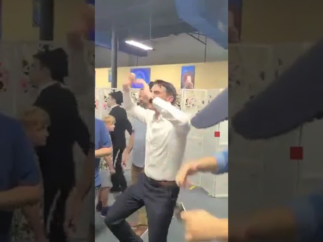Ben Shapiro dancing at a Hachnosas Sefer Torah