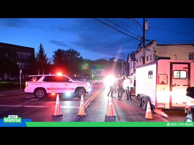 A bucket truck collapsed on Smith Clove Road, leaving one person trapped