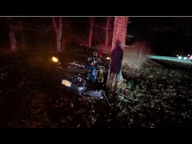 A vehicle lost control and crashed into a tree along the Palisades Parkway near Long Mountain Circle