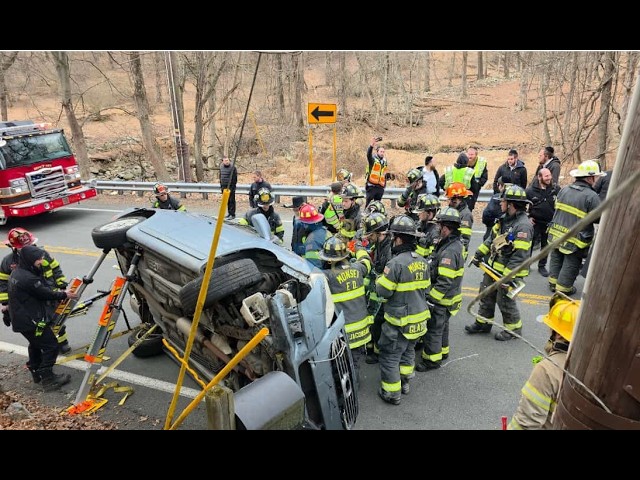 Crash with injuries on S Monsey Rd one vehicle overturned. One passenger trapped and extricated.