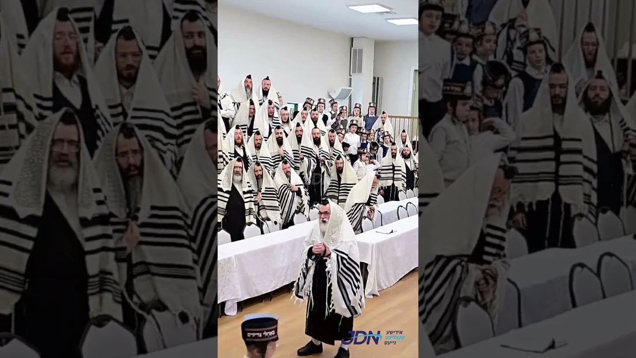 האדמו"ר מוויזניץ ביי תפילת שחרית אין טשעסטער, ניו יארק