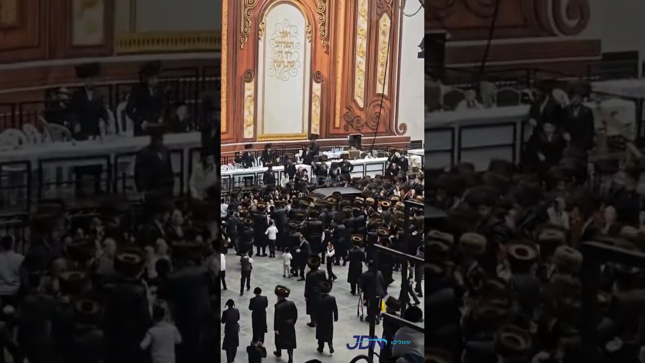 האדמו"ר מסקווירא ביים ברכת הקודש און פארלאזן די שמחת החתונה פון אן אור אייניקל