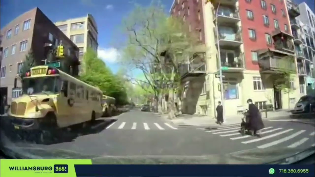 Pedestrian nearly struck on Wallabout Street after crossing against the light.