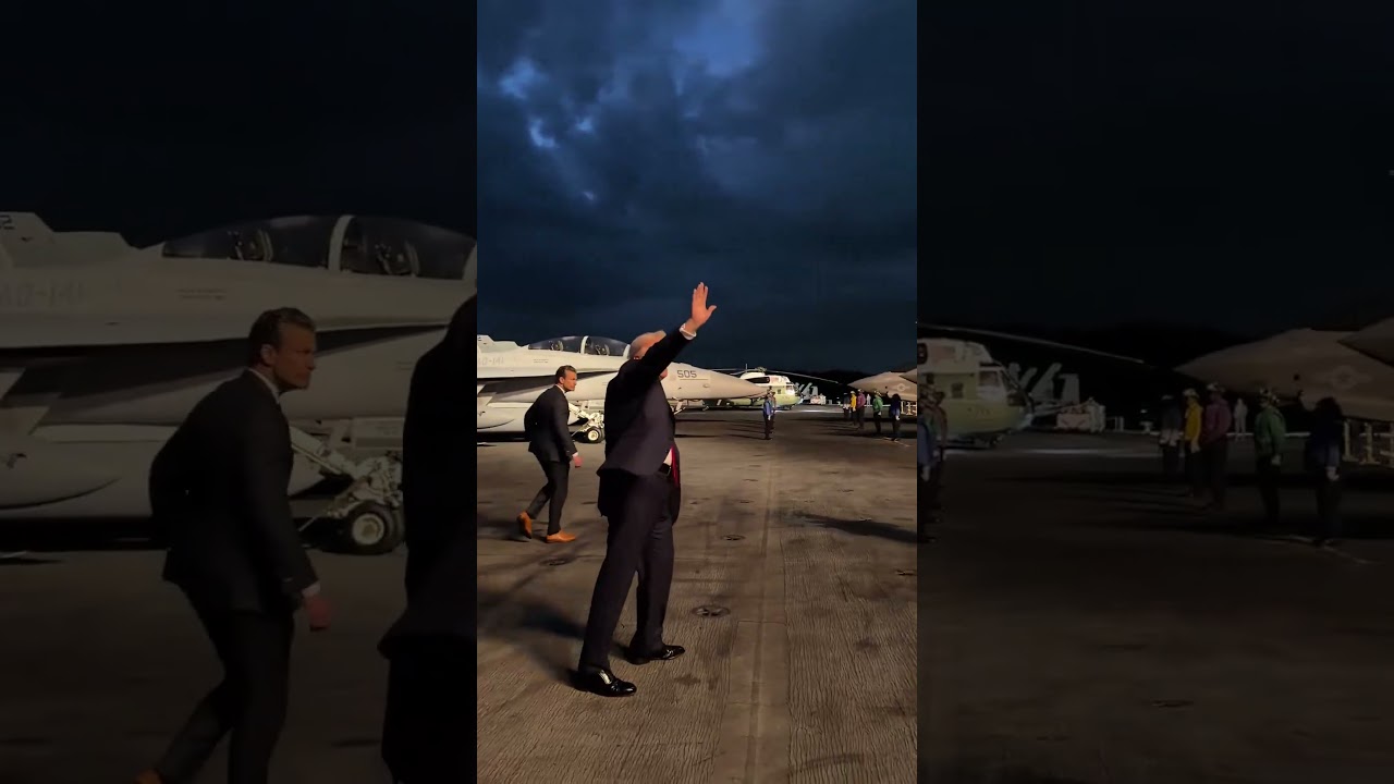 President Trump departs USS George Washington after an incredible evening with our U.S. Navy! 🇺🇸