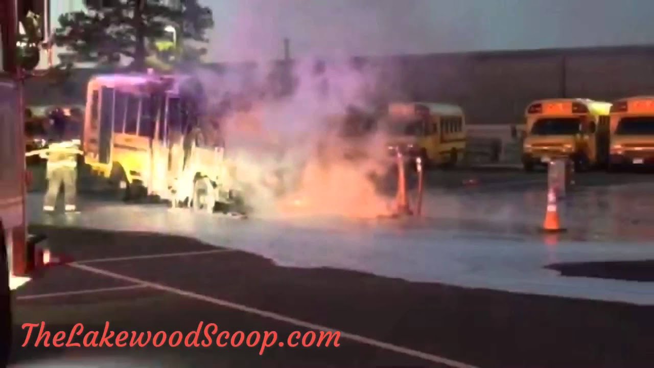School Bus in flames Lakewood