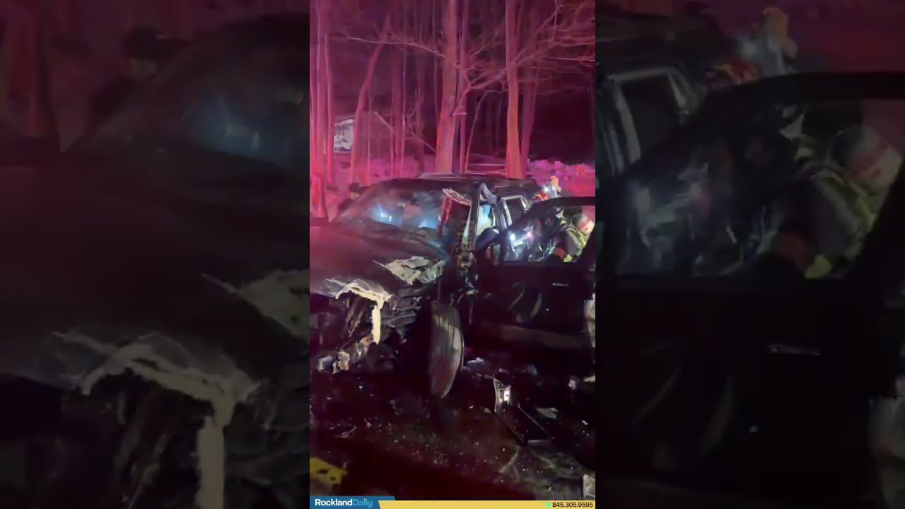 A head-on collision occurred on Saddle River Road involving a car & a bus & extrication was required