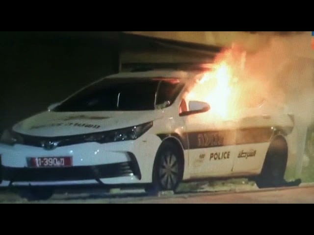 Police Vehicle Set On Fire By Palestinian Rioters In The City Of Ashdod, In Another Night Of Anarchy