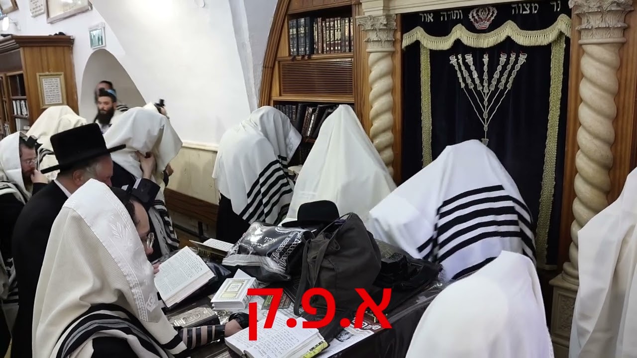אדמו"ר מפינסק קרלין שליט"א בברכת כהנים בציון הרשב"י במניין של חב"ד