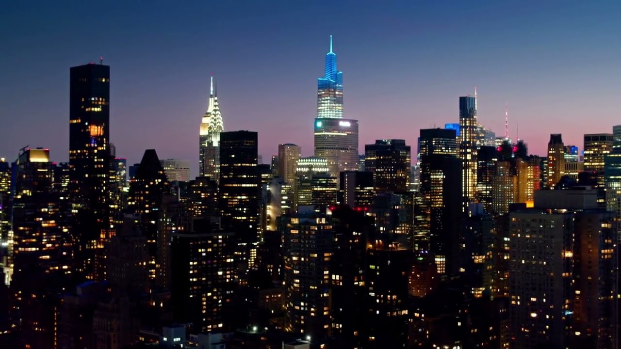 1 Hour Relaxing Skyline Footage With Meditation Background Music