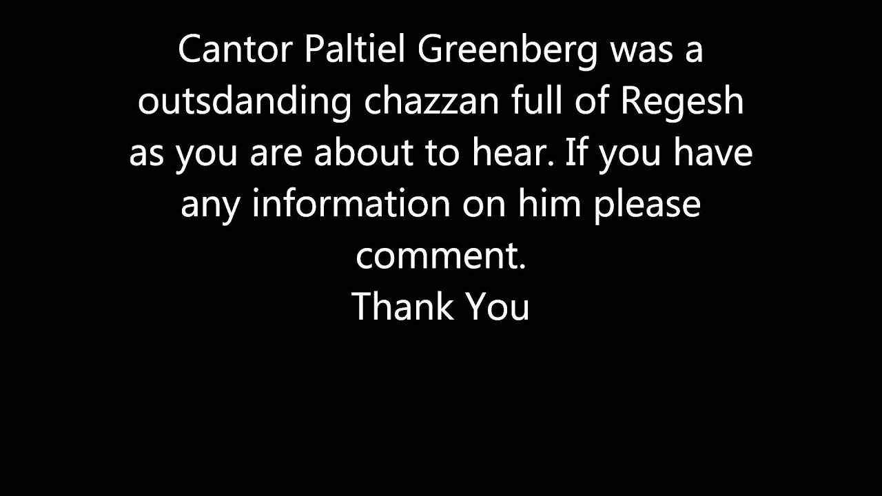 Cantor Paltiel Greenberg Live Hineni