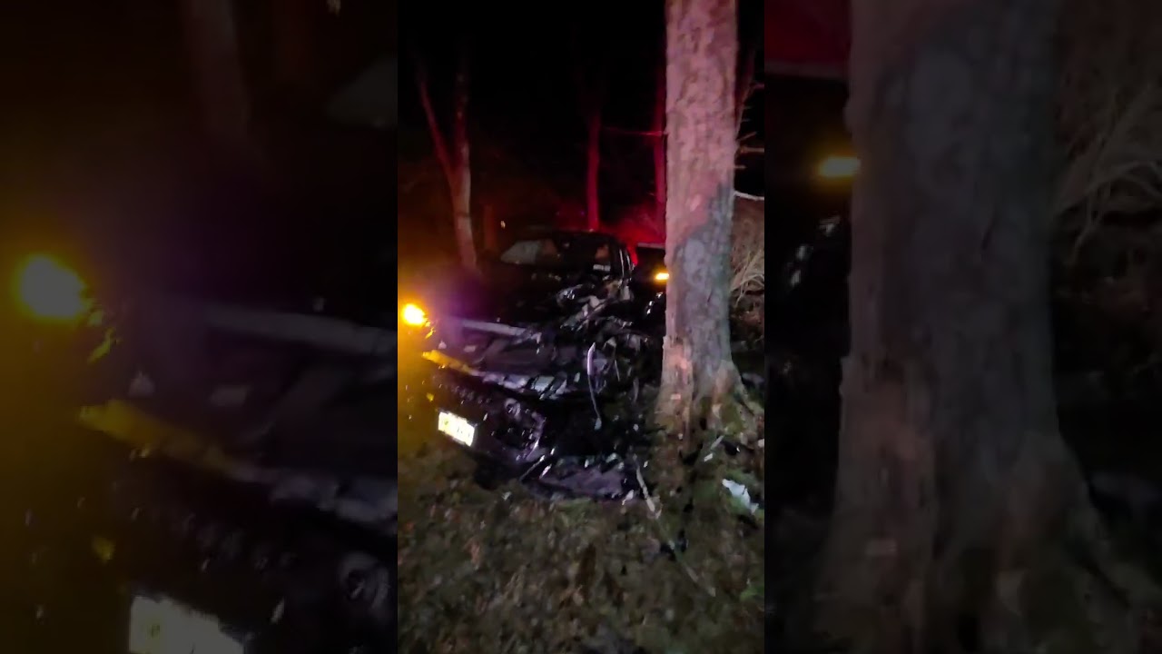 A vehicle lost control and crashed into a tree along the Palisades Parkway near Long Mountain Circle