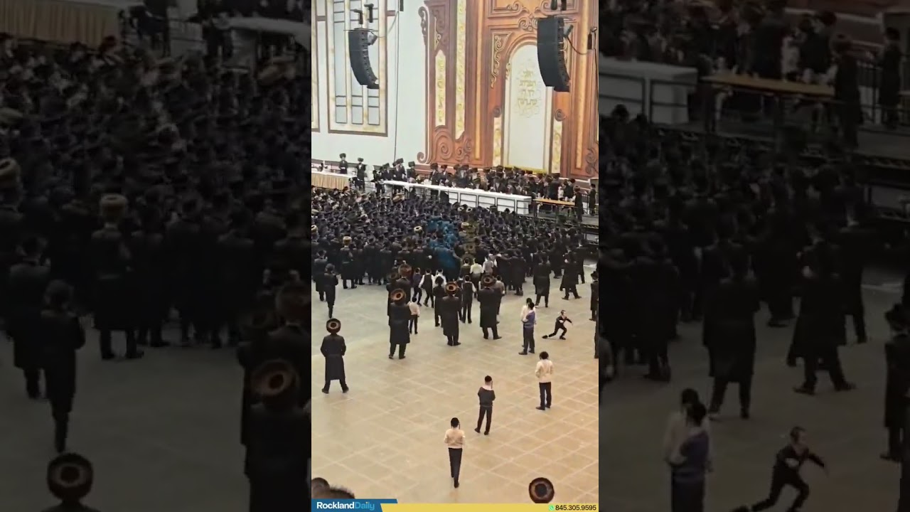 Dancing at the Sheva Brachos of the Skver Rebbe's grandchild.