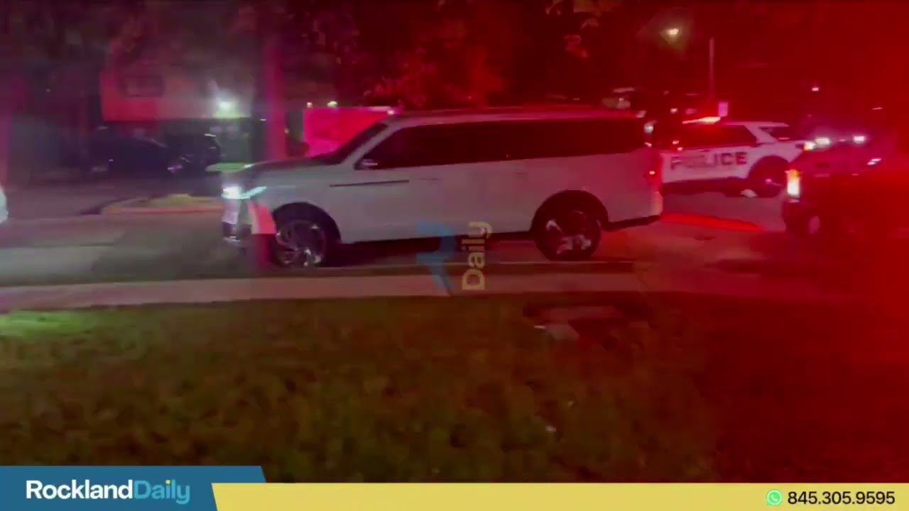 Accident where a car ended up on the curb on Brewer Road near Old Nyack Turnpike