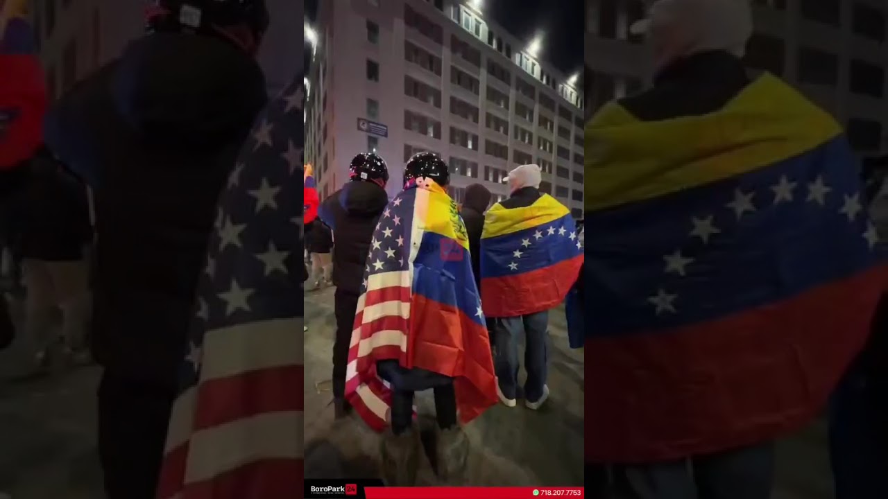 Crowds Cheering In Support of The Arrest of Venezuelan Leader Nicolás Maduro on 3rd Ave and 29th St.