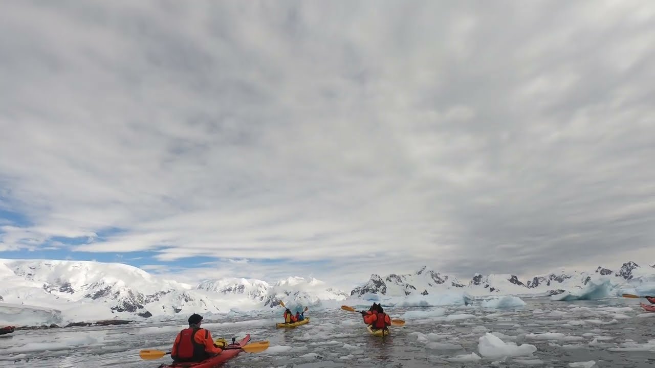 Kayaking in Antarctica through brash ice