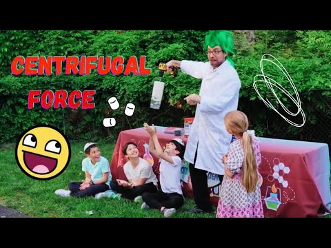 Science Experiments for kids Centrifugal Force with Dr. Shnitzel's Wacky Science part 1