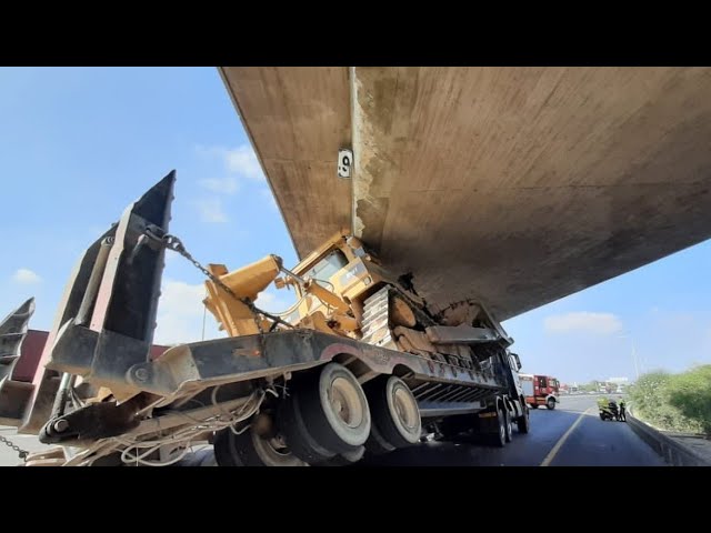 Highway 1 In Israel Blocked For Hours After Truck Transporting Tractor Gets Stuck Under Overpass