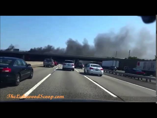 Truck Burns under Bridge on NJ Turnpike