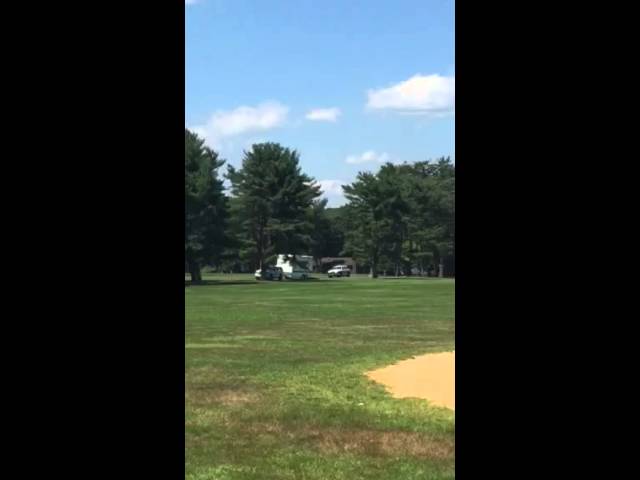 NJSP Chopper Landing on Baseball Field Ocean County Park