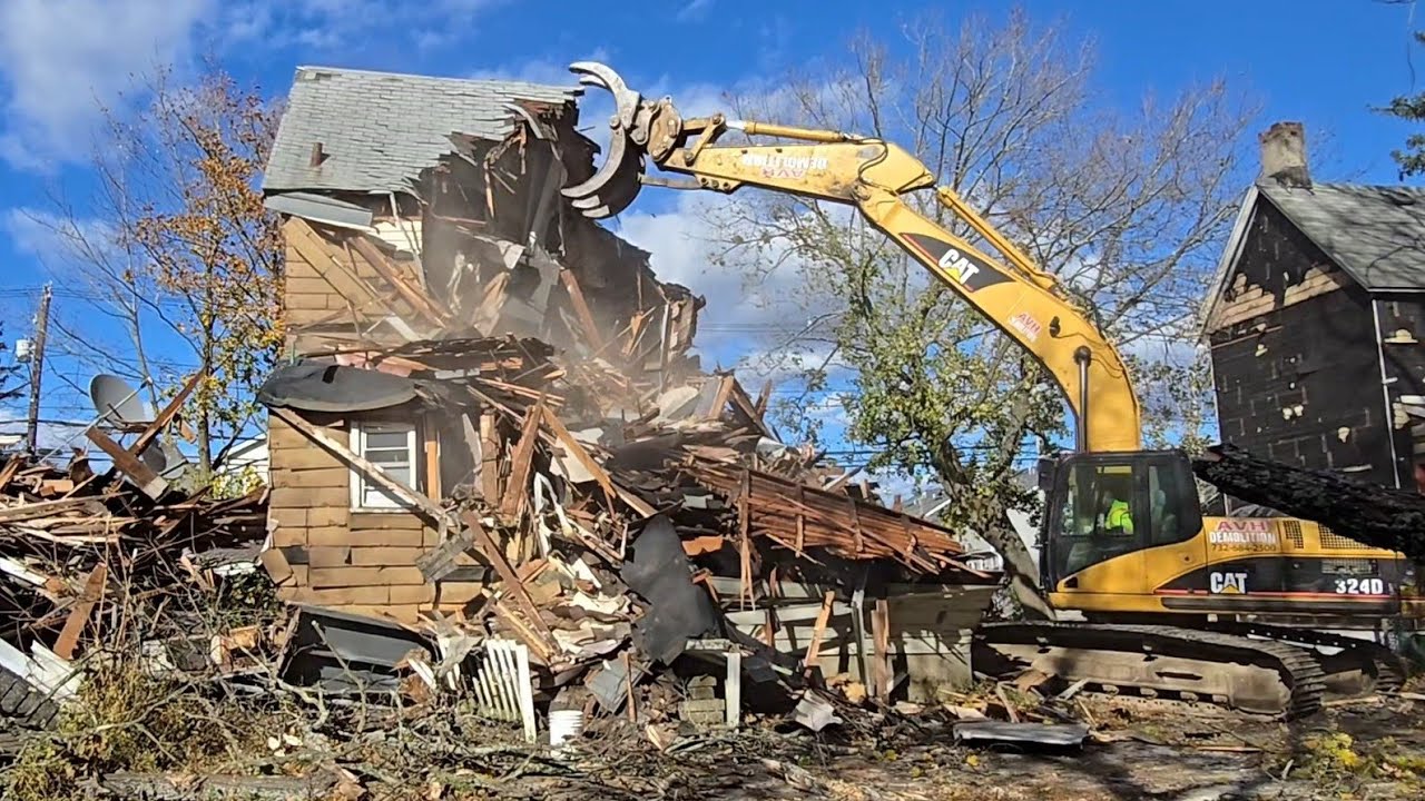 Another job done by P&E Demolition — demolishing 3 houses in just minutes on Rt 88 in Lakewood.