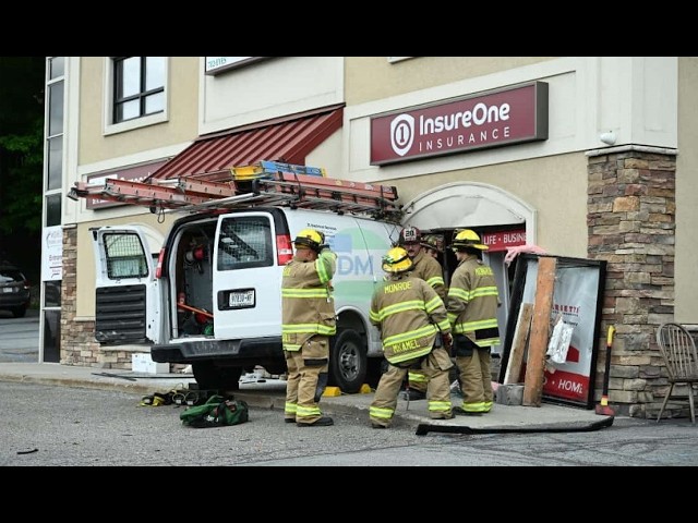 Garbage truck crash on Route 17M ended with the truck slamming into a building.