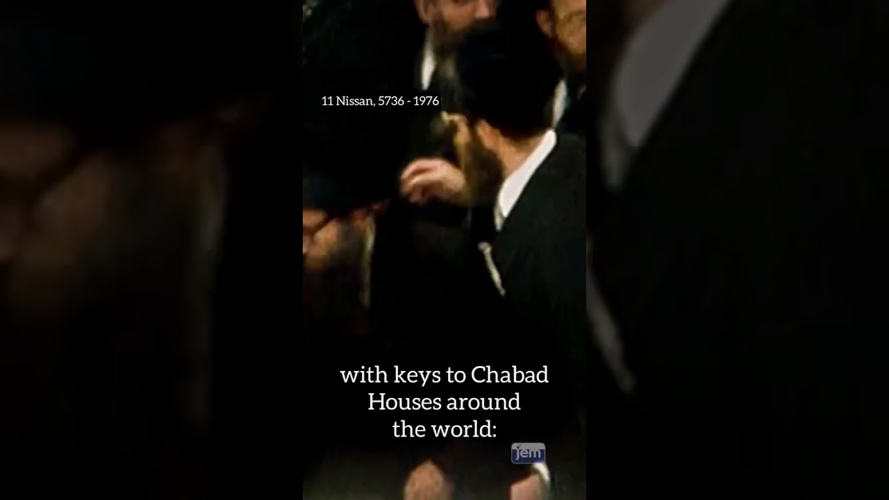 Chasidim and well-wishers present gifts to the Rebbe on his seventy-fourth birthday.
